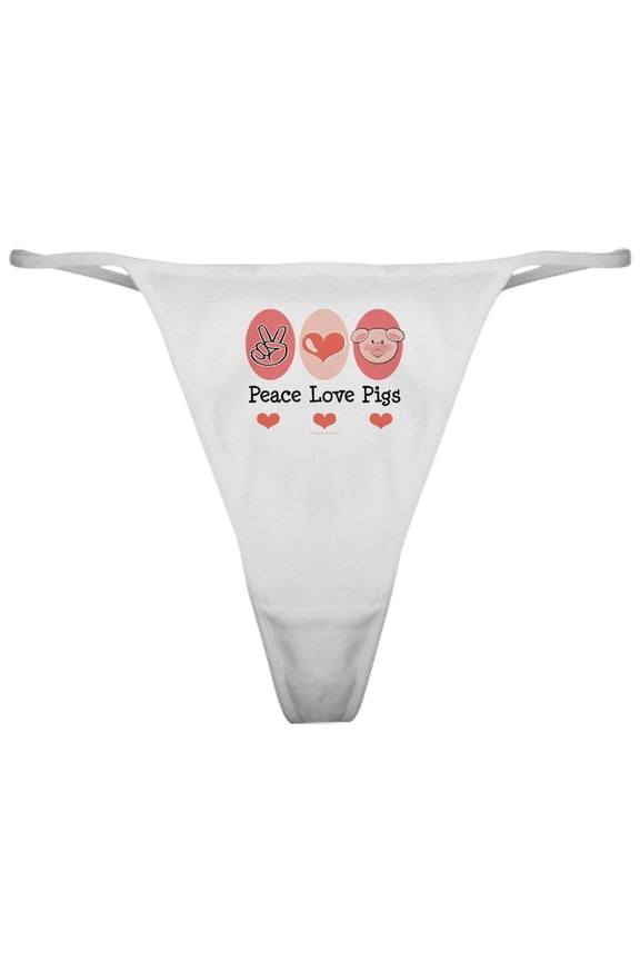 - Peace Love Pigs Classic Thong - Women's Novelty Thong Panties Underwear