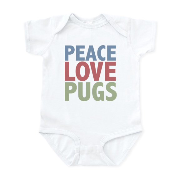 CafePress - Peace Love Pugs Infant Bodysuit - Baby Light Bodysuit, Size Newborn - 24 Months
