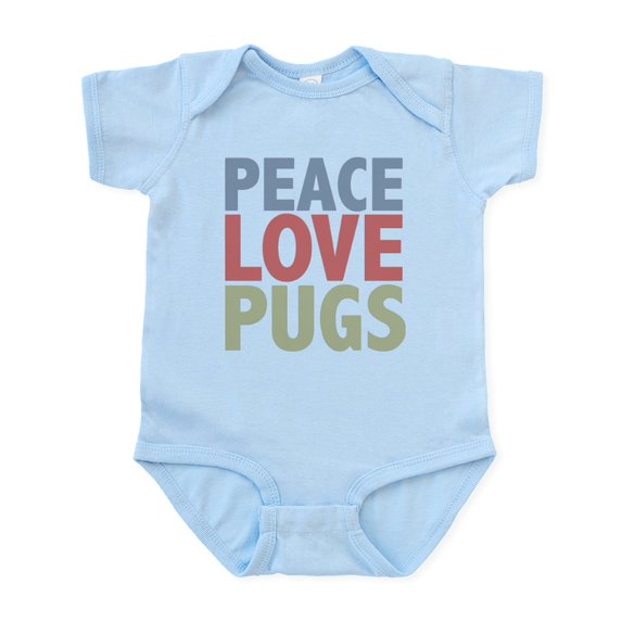 CafePress - Peace Love Pugs Infant Bodysuit - Baby Light Bodysuit, Size Newborn - 24 Months