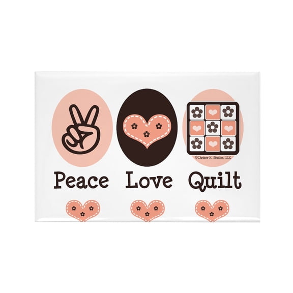 CafePress - Peace Love Quilt Quilting - Rectangle Magnet, 2"x3" Refrigerator Magnet