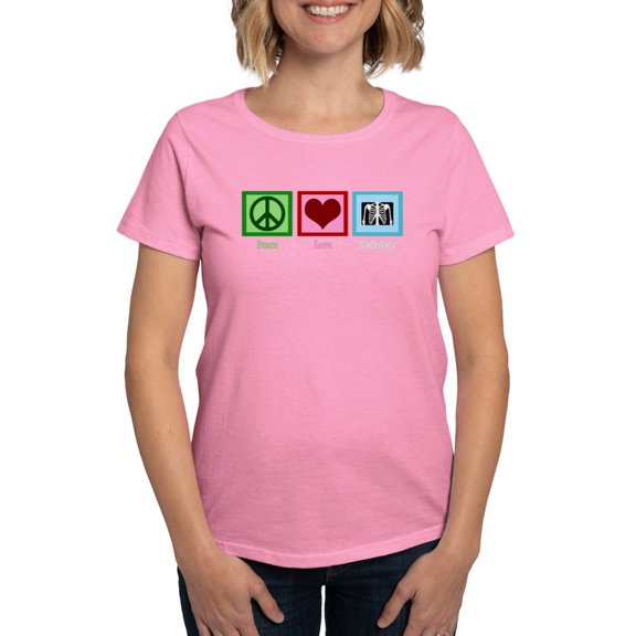 CafePress - Peace Love Radiology Women's Classic T Shirt - Women's Traditional Fit Dark T-Shirt