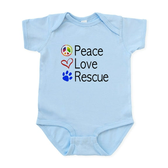 CafePress - Peace Love Rescue Body Suit - Baby Light Bodysuit, Size Newborn - 24 Months