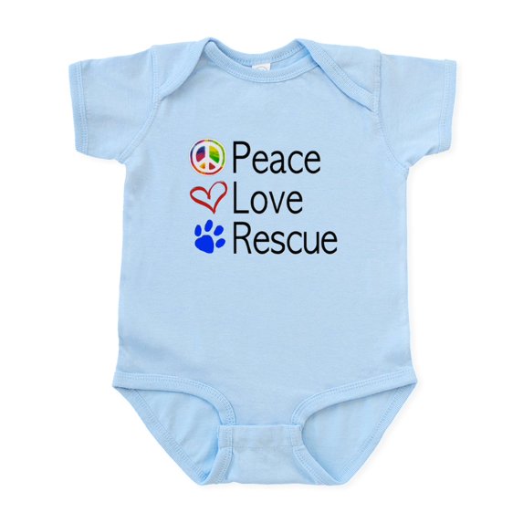 CafePress - Peace Love Rescue Body Suit - Baby Light Bodysuit, Size Newborn - 24 Months