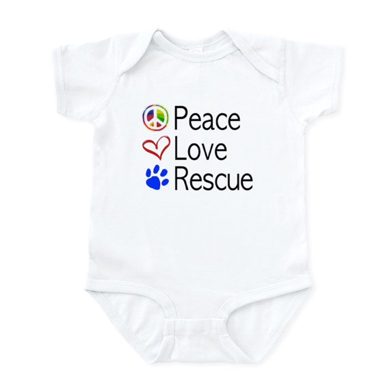 CafePress - Peace Love Rescue Body Suit - Baby Light Bodysuit, Size Newborn - 24 Months