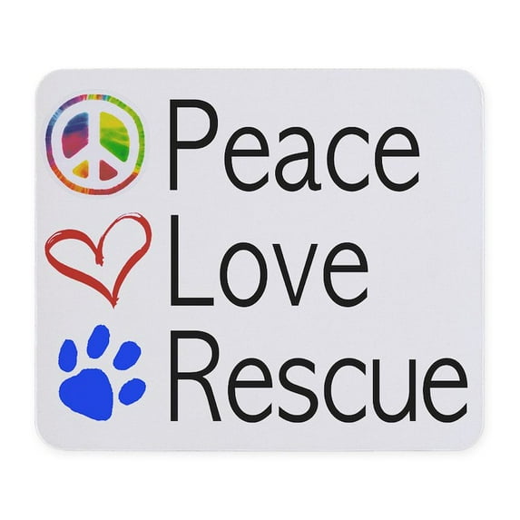 CafePress - Peace Love Rescue Mousepad - Non-slip Rubber Mousepad, Gaming Mouse Pad