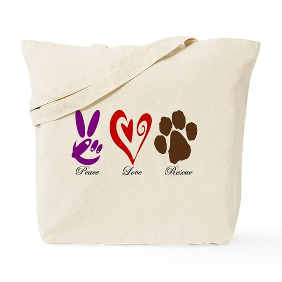 CafePress - Peace, Love, Rescue Tote Bag - Unisex Canvas Tote Bag, Beige, 1-Piece