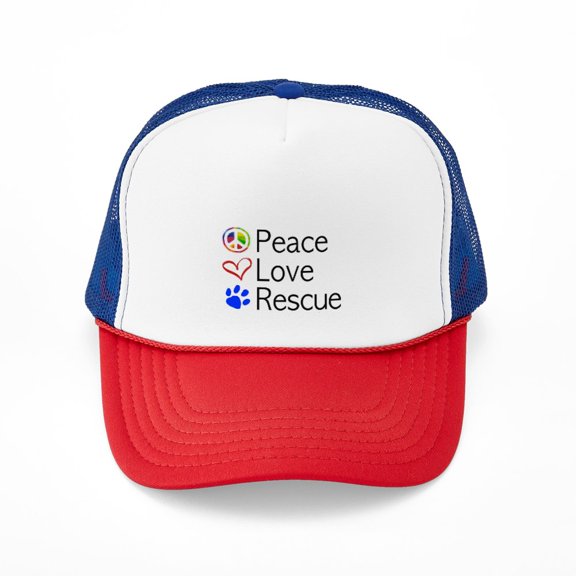 CafePress - Peace Love Rescue - Adjustable Unisex Printed Trucker Hat with Mesh Back