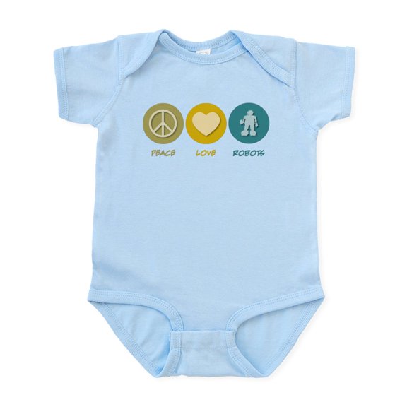 CafePress - Peace Love Robots Infant Bodysuit - Baby Light Bodysuit, Size Newborn - 24 Months
