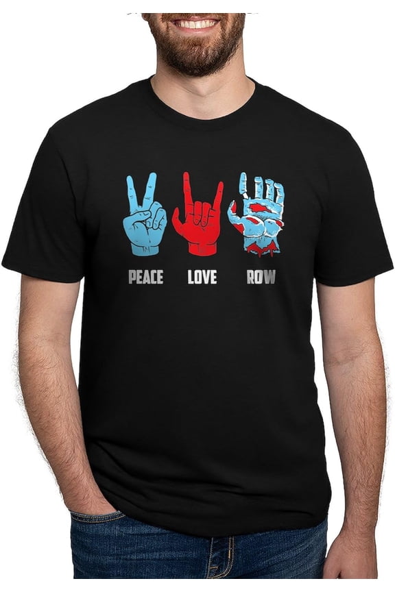 CafePress Peace Love Row Rower Crew Kitting Hand T Shirt Men's Deluxe Tri-Blend Shirt