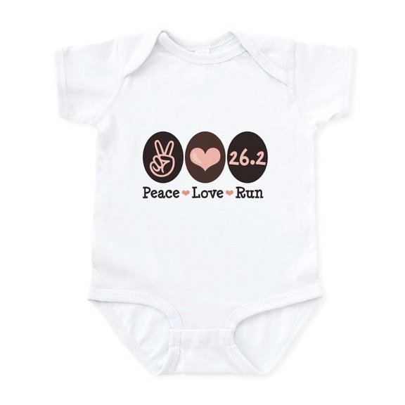 CafePress - Peace Love Run 26.2 Marathon Infant Bodysuit - Baby Light Bodysuit, Size Newborn - 24 Months