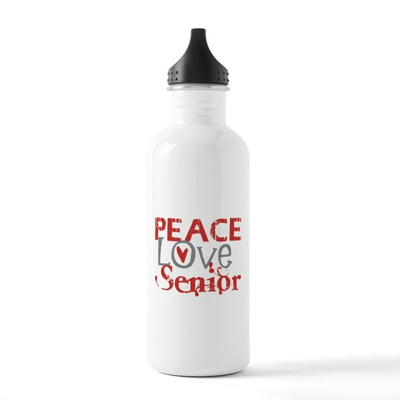 CafePress - Peace Love Senior Stainless Water Bottle 1 - Stainless Steel Water Bottle, Sports Bottle, 1.0L