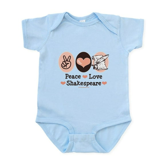 CafePress - Peace Love Shakespeare Infant Bodysuit - Baby Light Bodysuit, Size Newborn - 24 Months