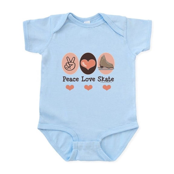 CafePress - Peace Love Skate Ice Skating Infant Onesie - Baby Light Bodysuit, Size Newborn - 24 Months