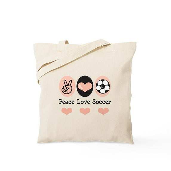 CafePress - Peace Love Soccer Tote Bag - Unisex Canvas Tote Bag, Beige, 1-Piece