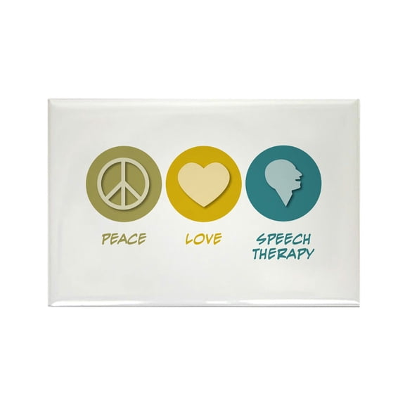 CafePress - Peace Love Speech Therapy - Rectangle Magnet, 2"x3" Refrigerator Magnet