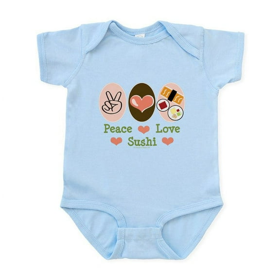 CafePress - Peace Love Sushi Infant Bodysuit - Baby Light Bodysuit, Size Newborn - 24 Months