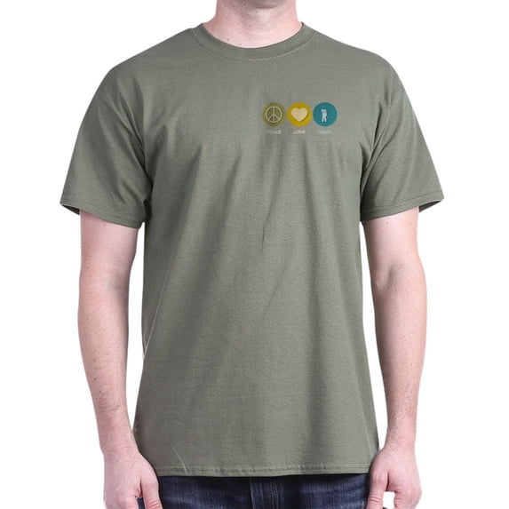 CafePress - Peace Love Teach Dark T Shirt - Men's Classic Graphic Cotton T-Shirt