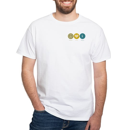 CafePress - Peace Love Teach Dark T Shirt - Men's Classic Cotton T-Shirts