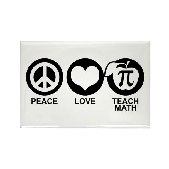 CafePress - Peace Love Teach Math - Rectangle Magnet, 2"x3" Refrigerator Magnet