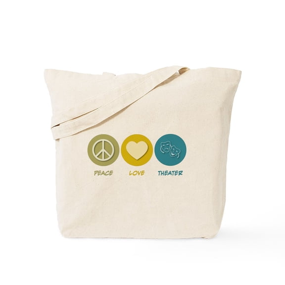CafePress - Peace Love Theater Tote Bag - Unisex Canvas Tote Bag, Beige, 1-Piece