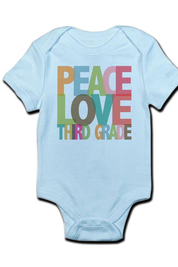 - Peace Love Third Grade Infant Bodysuit - Baby Light Bodysuit