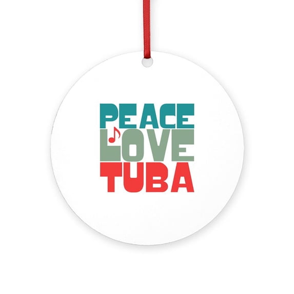 CafePress - Peace Love Tuba - Round Wood Ornament 4"