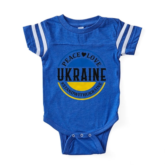 CafePress - Peace Love Ukraine - Cute Infant Baby Football Bodysuit