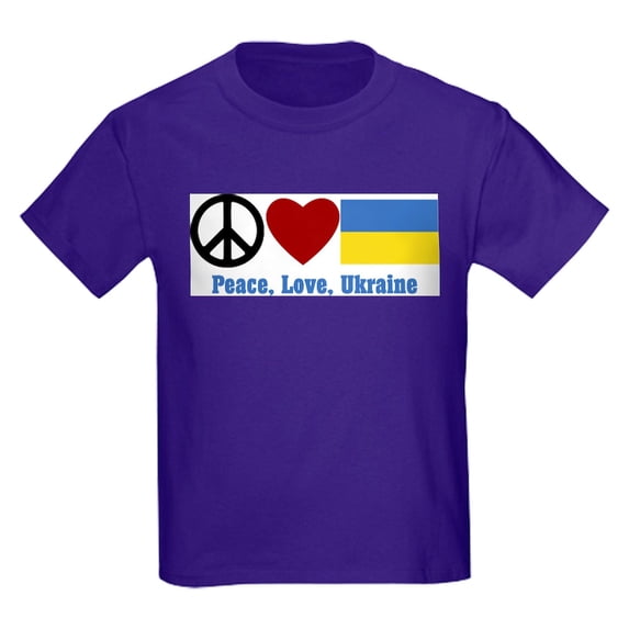 CafePress - Peace Love Ukraine Kids T Shirt - Dark T-Shirt Kids XS-XL