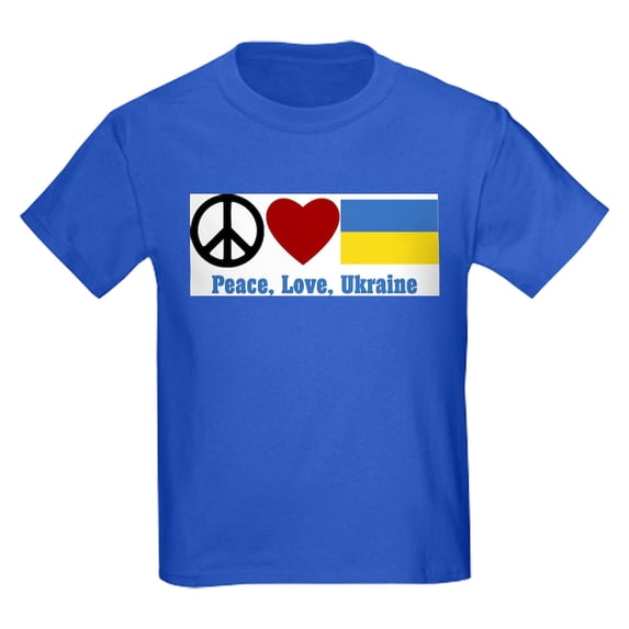 CafePress - Peace Love Ukraine Kids T Shirt - Dark T-Shirt Kids XS-XL