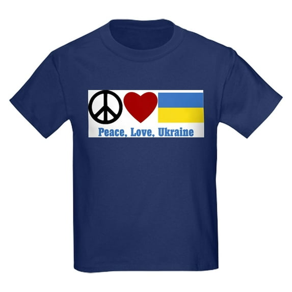 CafePress - Peace Love Ukraine Kids T Shirt - Dark T-Shirt Kids XS-XL