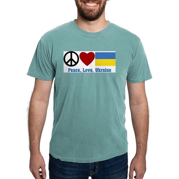 CafePress - Peace Love Ukraine Men's Comfort Colors® T Shirt - Mens Comfort Colors Shirt