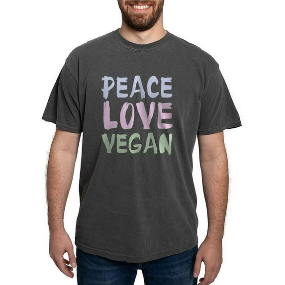 CafePress - Peace Love Vegan Men's Comfort Colors® T Shirt - Mens Comfort Colors Shirt
