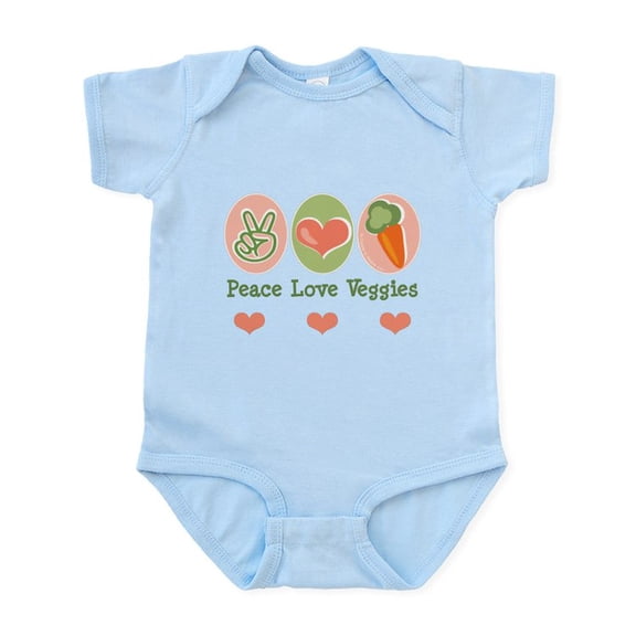 CafePress - Peace Love Veggies Vegan Infant Bodysuit - Baby Light Bodysuit, Size Newborn - 24 Months