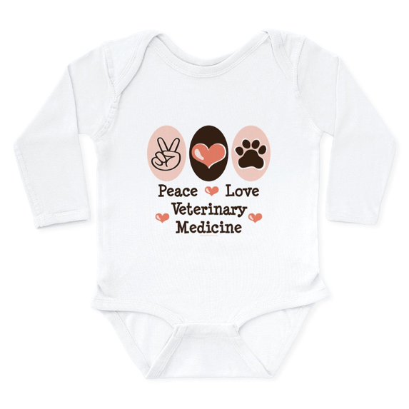 CafePress - Peace Love Veterinary Medicine Body Suit - Long Sleeve Cotton Baby Bodysuit