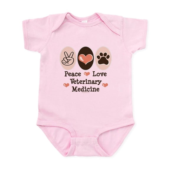 CafePress - Peace Love Veterinary Medicine Infant Bodysuit - Baby Light Bodysuit, Size Newborn - 24 Months