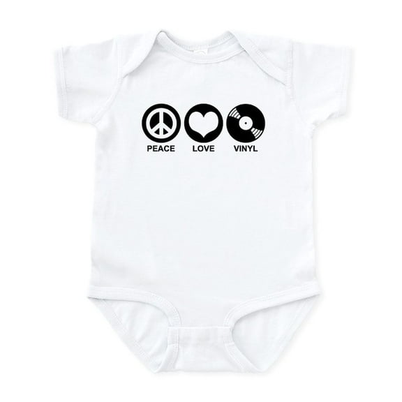 CafePress - Peace Love Vinyl Infant Bodysuit - Baby Light Bodysuit, Size Newborn - 24 Months