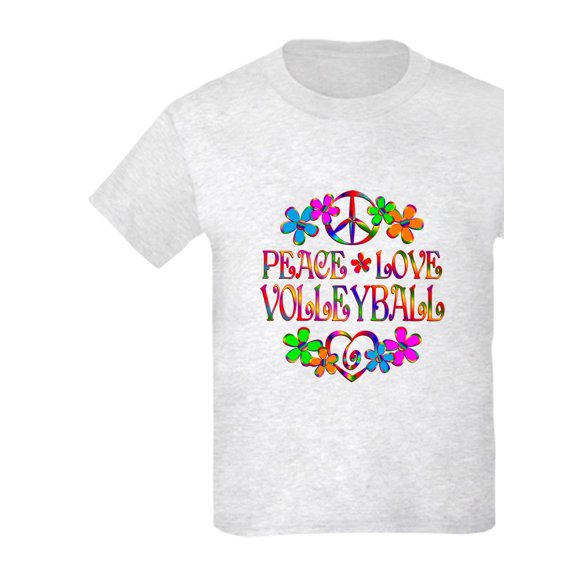 CafePress - Peace Love Volleyball Kids Light T Shirt - Light T-Shirt Kids XS-XL