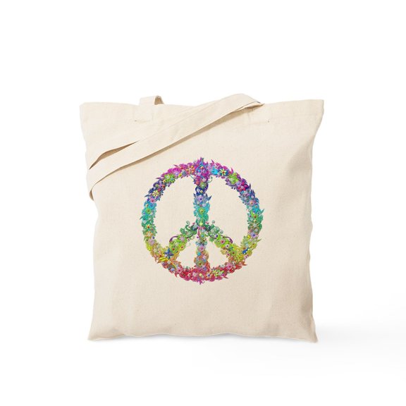 CafePress - Peace Of Flowers Tote Bag - Unisex Canvas Tote Bag, Beige, 1-Piece