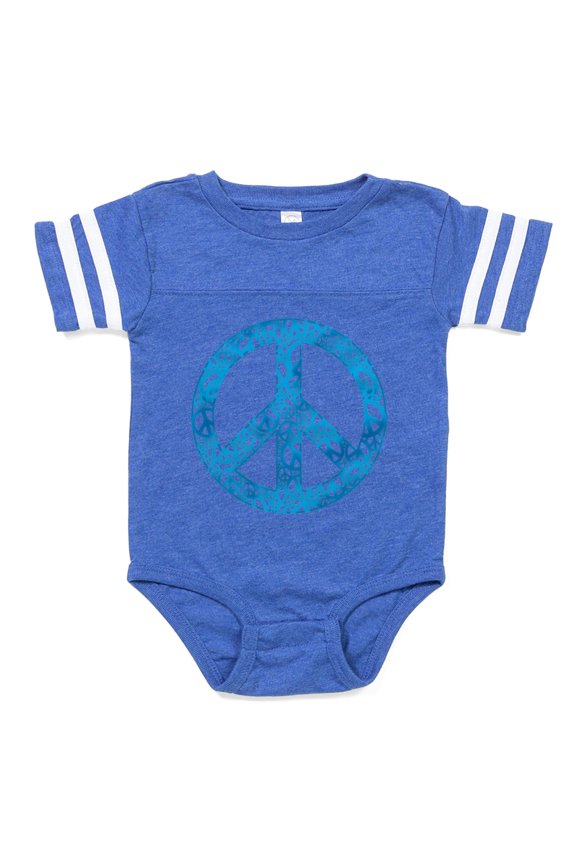 - Peace Peace Blue - Cute Infant Baby Football Bodysuit