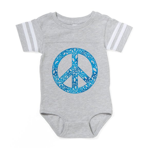 CafePress - Peace Peace Blue - Cute Infant Baby Football Bodysuit