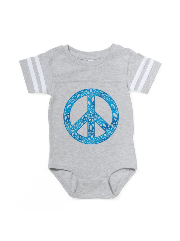 - Peace Peace Blue - Cute Infant Baby Football Bodysuit