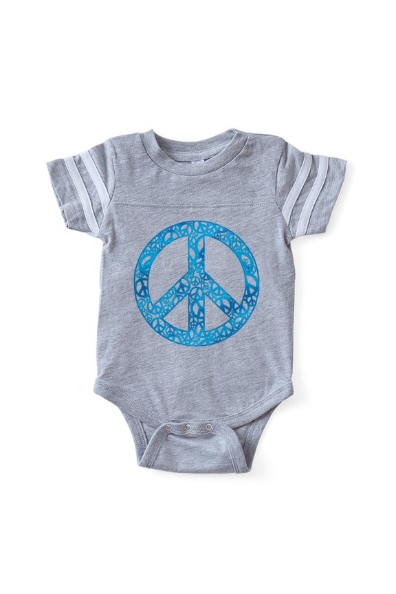 - Peace Peace Blue - Cute Infant Baby Football Bodysuit