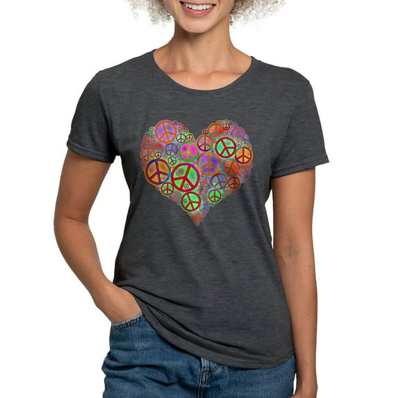 CafePress - Peace Sign Hear T Shirt - Womens Tri-blend T-Shirt