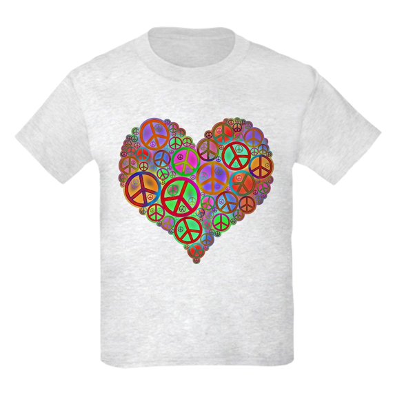 CafePress - Peace Sign Heart Kids T Shirt - Light T-Shirt Kids XS-XL