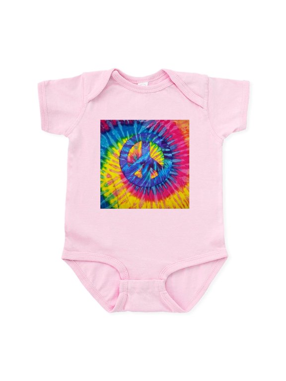 - Peace Sign Hippie Hippy Psychedelic Tie Body Suit - Baby Light Bodysuit, Size Newborn - 24 Months