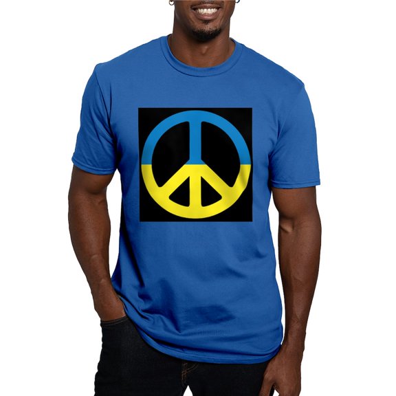 CafePress - Peace Sign Ukraine Flag Men's Classic T Shirt - Men's Fitted T-Shirt