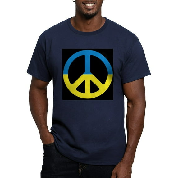 CafePress - Peace Sign Ukraine Flag Men's Classic T Shirt - Men's Fitted T-Shirt