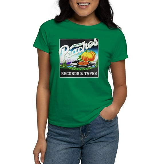 CafePress - Peaches Records And Tapes Logo T Shirt - Women's Traditional Fit Dark T-Shirt