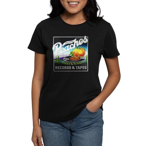 CafePress - Peaches Records And Tapes Logo T Shirt - Women's Traditional Fit Dark T-Shirt