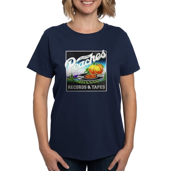 CafePress - Peaches Records And Tapes Logo T Shirt - Women's Traditional Fit Dark T-Shirt